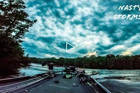 Afternoon BASS TOURNAMENT Almost RUINED By SCARY STORMS!! || Summer Bass Fishing