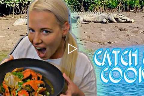 Chilli MUD CRAB 🦀 catch and cook - Monster Crocodile Encounter- EP 36